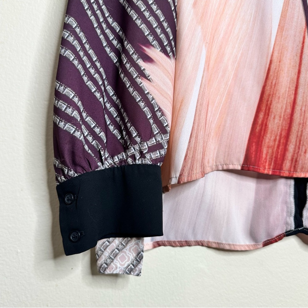 Clover Canyon Pink and Black Geometric‎ Blouse size Medium - Picture 3 of 9